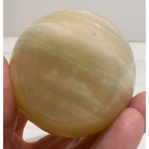 White Beige Pale Green Quartz or Marble Carved Brown Stem Decor Apple - Picture 5 of 7